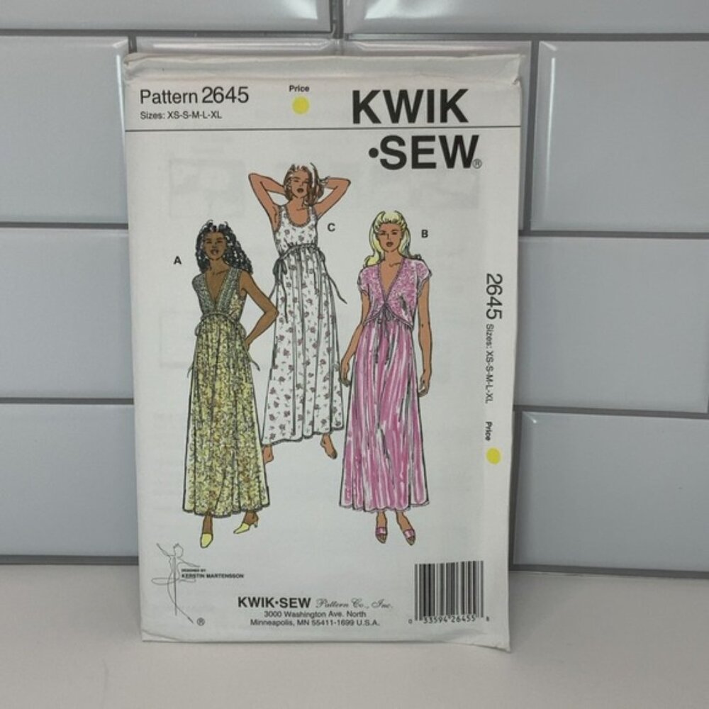 Kwik Sew Pattern 2645 Misses Gowns And Bolero Designed By Kerstin Martensson